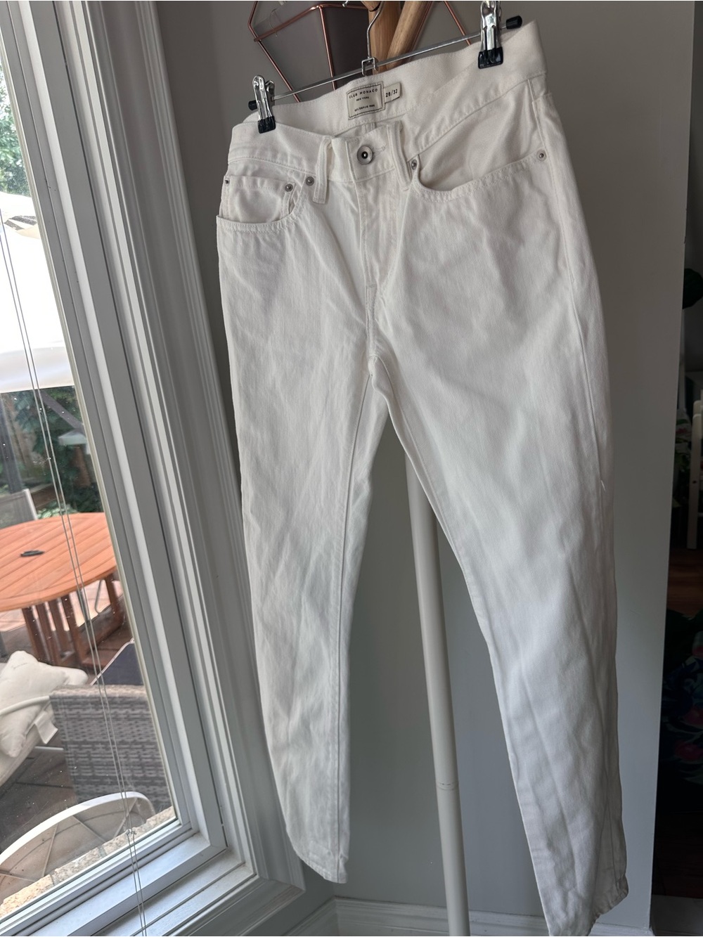 Club Monaco White Slim Straight Jeans Denim Classic Mid-Rise Size 28 32 Length